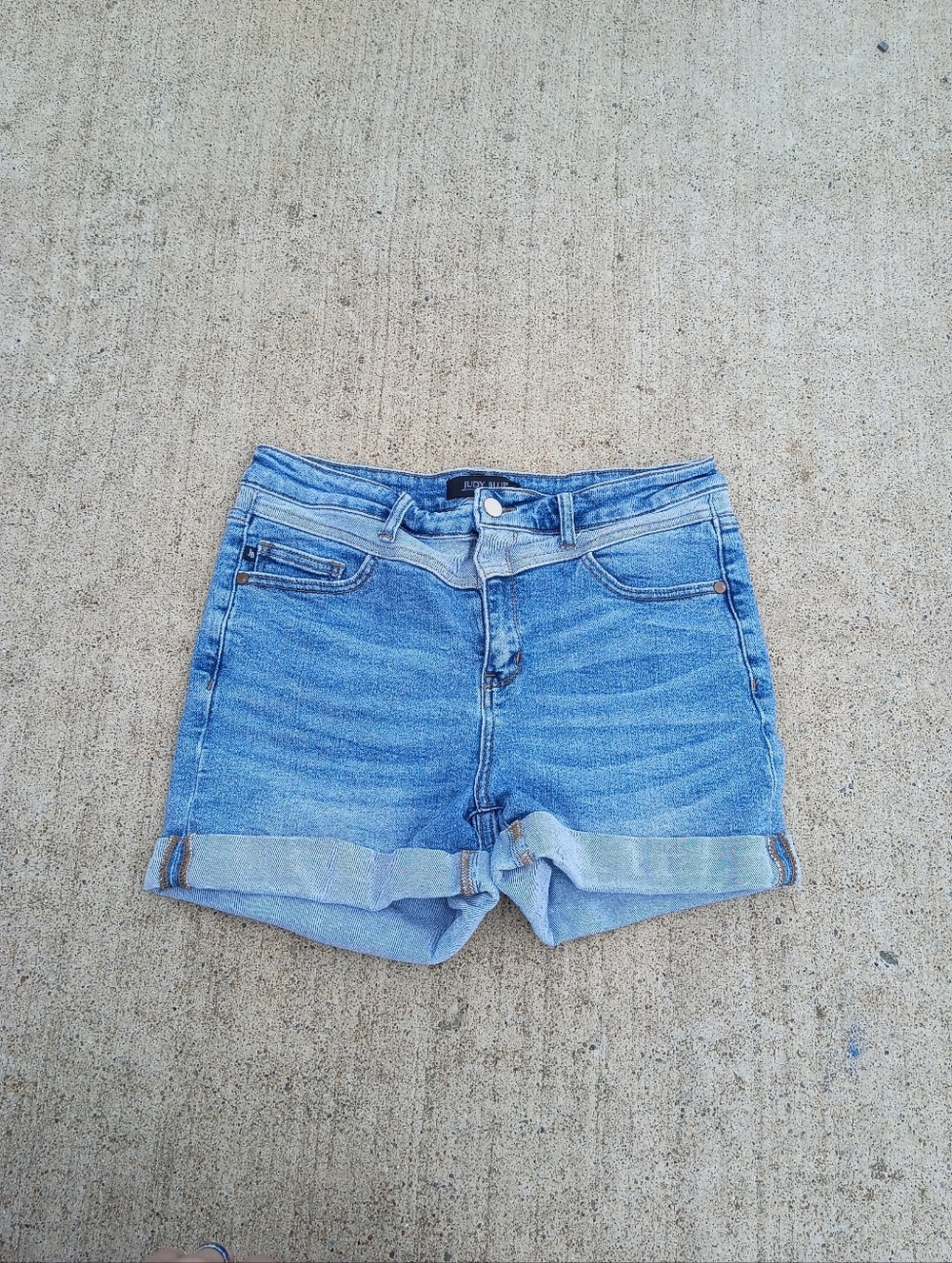 Judy Blue Jean Shorts Womens Large 3" Western Yoke Cuffed High Rise JB150143